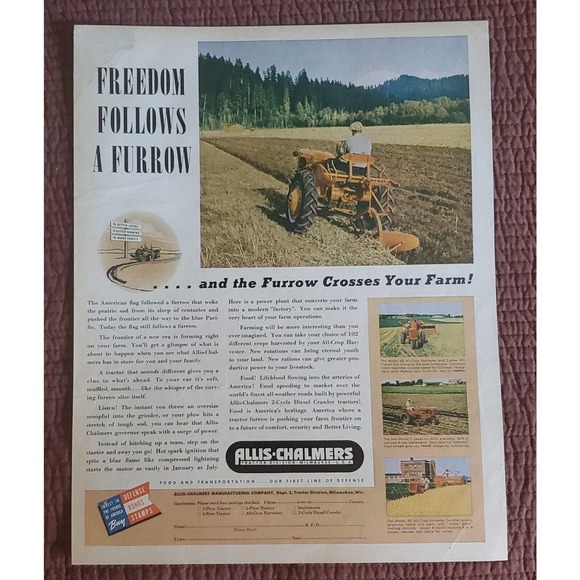1942 Allis Chalmers Tractors Advertisement Model C, WC and All Crop Harvester - Picture 1 of 1